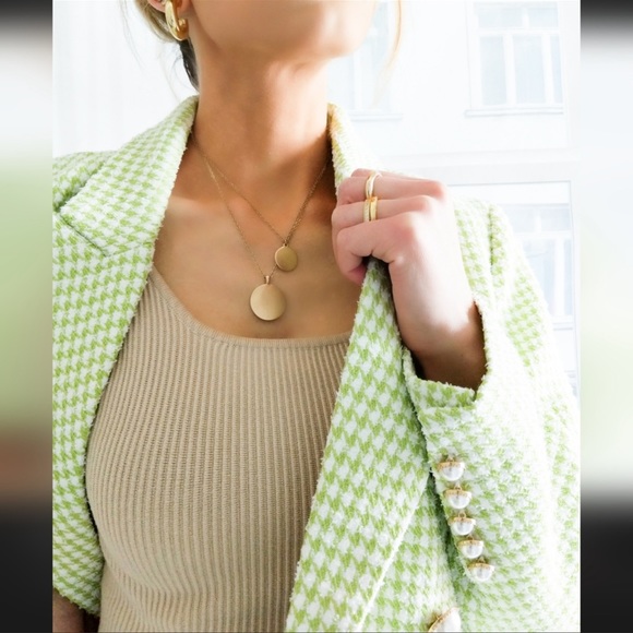 NWT House of Harlow 1960 Lime and Pearl Houndstooth Blazer in Size Small - Picture 4 of 5